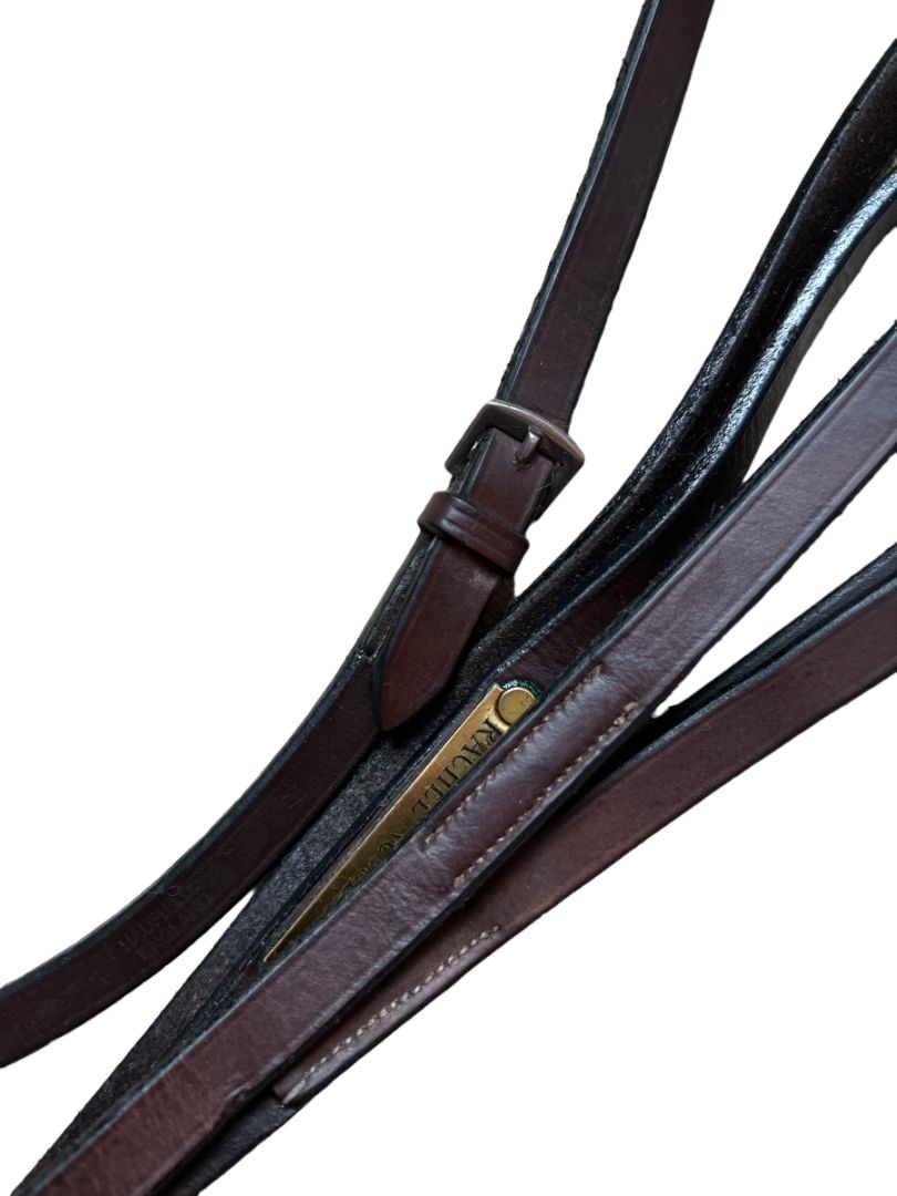 Hadfield's Flat 1/2" Leather Draw Reins with Loops - Brown/Pony Size