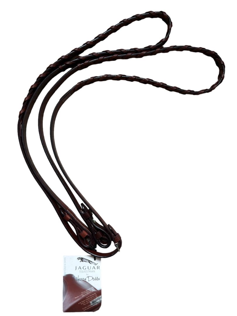 Jaguar Equestrian by Harry Dabbs Flat Laced Leather Reins - New, Full Size