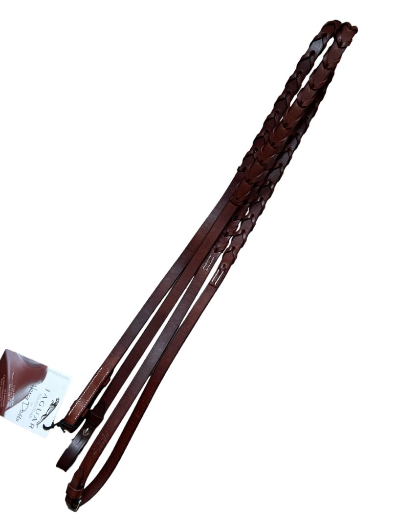 Jaguar Equestrian by Harry Dabbs Flat Laced Leather Reins - New, Full Size