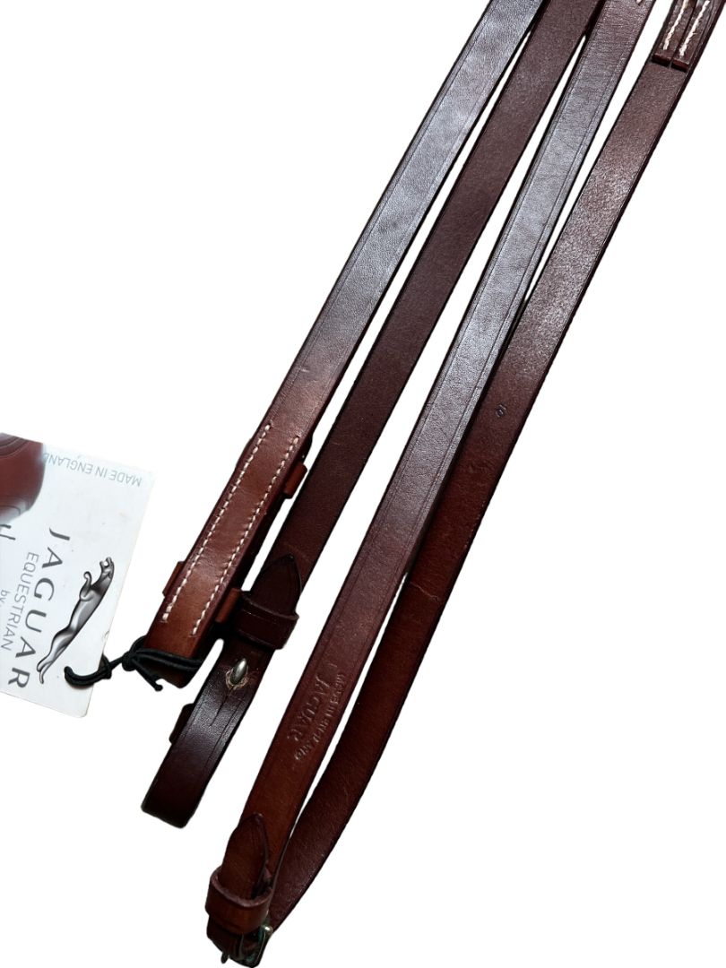 Jaguar Equestrian by Harry Dabbs Flat Laced Leather Reins - New, Full Size