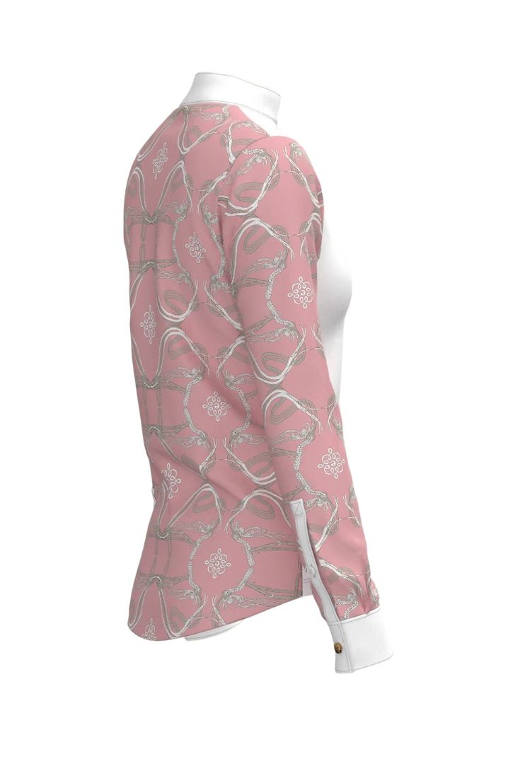 Espoir Roped Bridles On Rose Long Sleeve Show Shirt - Quarter Zip / Size Large NEW