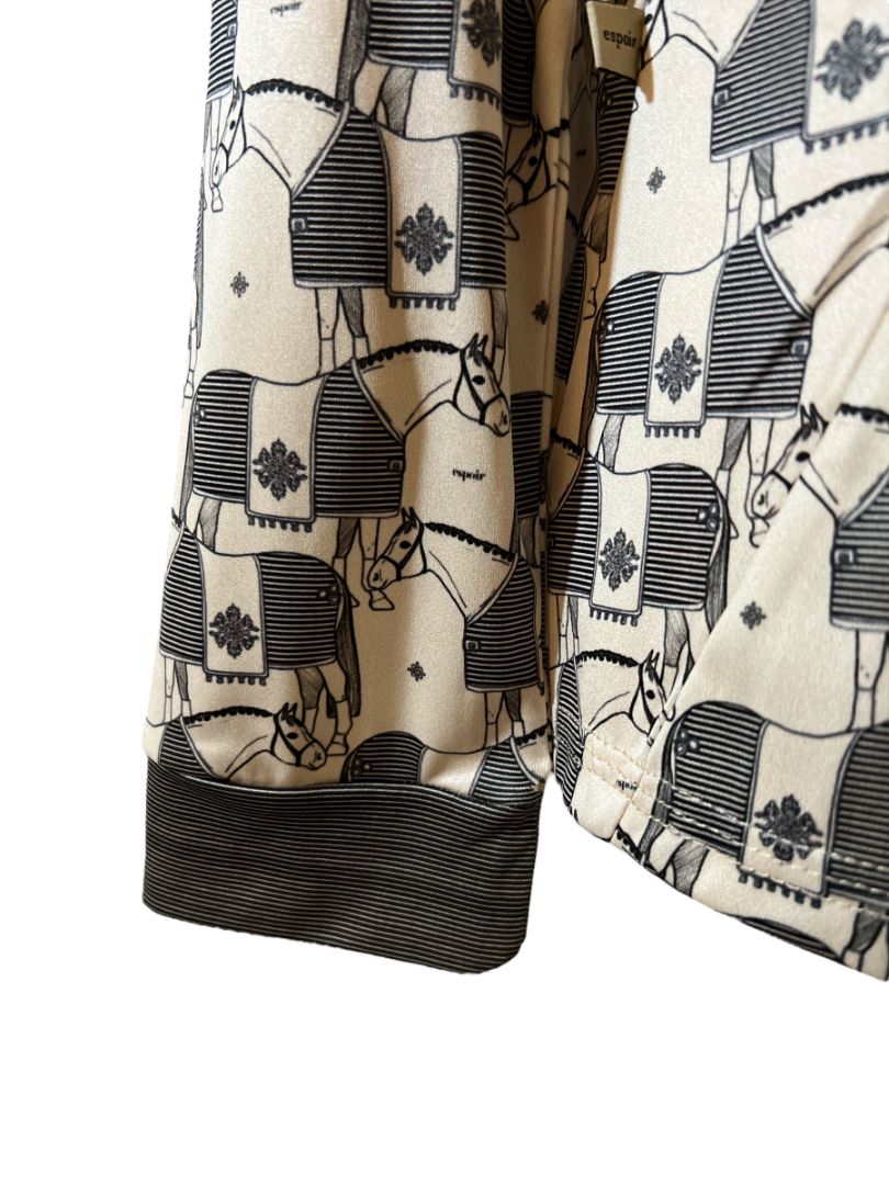 Espoir Tan Blanketed Horse Quarter Zip Long Sleeve Sun Shirt /Size XL NEW