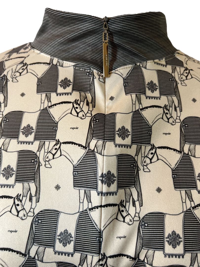 Espoir Tan Blanketed Horse Quarter Zip Long Sleeve Sun Shirt /Size XL NEW