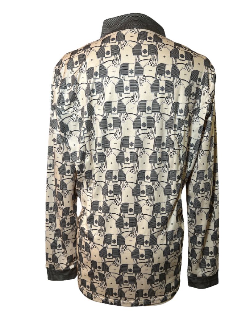 Espoir Tan Blanketed Horse Quarter Zip Long Sleeve Sun Shirt /Size XL NEW