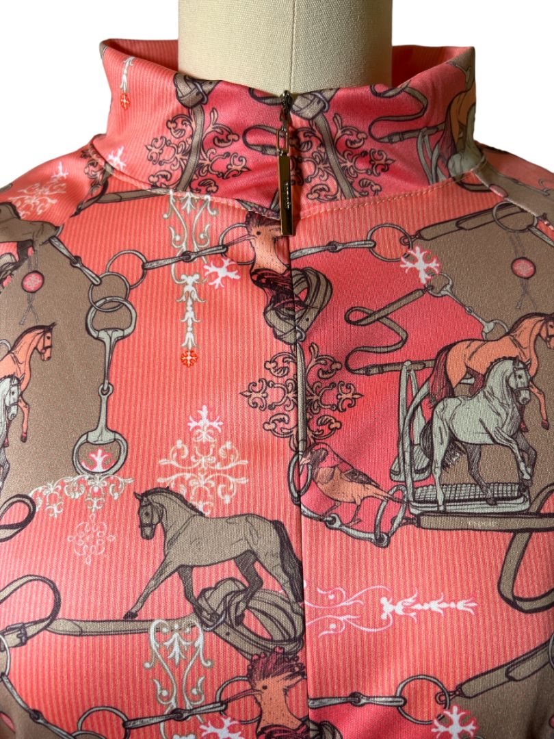 Espoir Peach Carnival Quarter Zip Sun Shirt - Long Sleeve / Size XL NEW