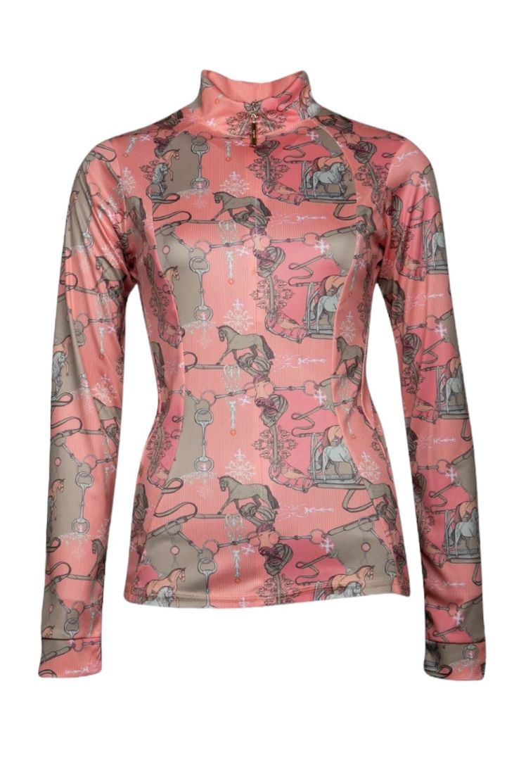 Espoir Peach Carnival Quarter Zip Sun Shirt - Long Sleeve / Size XL NEW