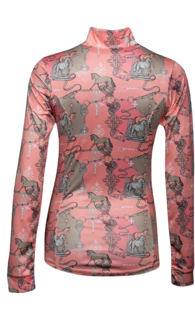 Espoir Peach Carnival Quarter Zip Sun Shirt - Long Sleeve / Size XL NEW