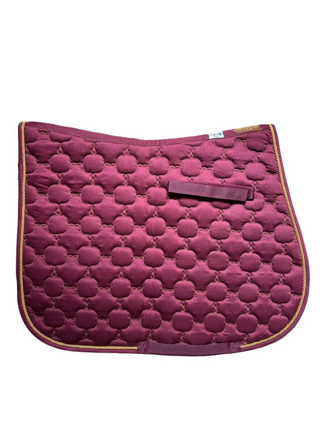 Roma Ecole Noble All Purpose Saddle Pad - Burgundy & Gold-  Full / Horse Size