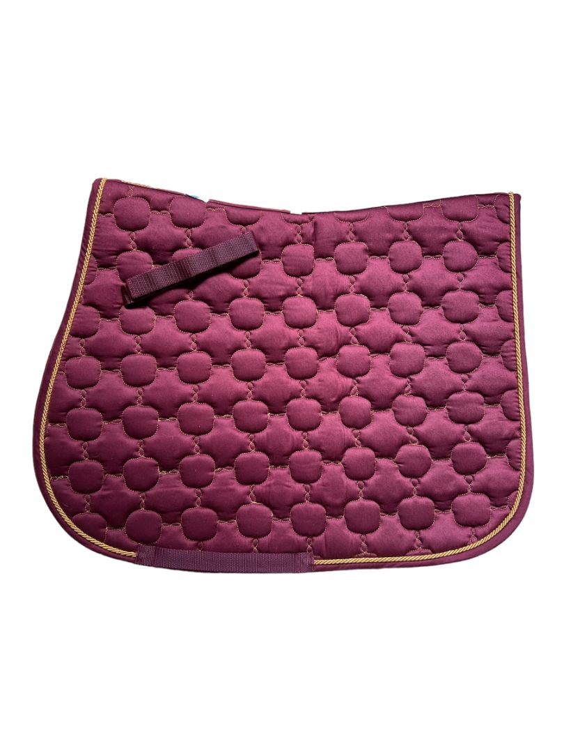 Roma Ecole Noble All Purpose Saddle Pad - Burgundy & Gold-  Full / Horse Size