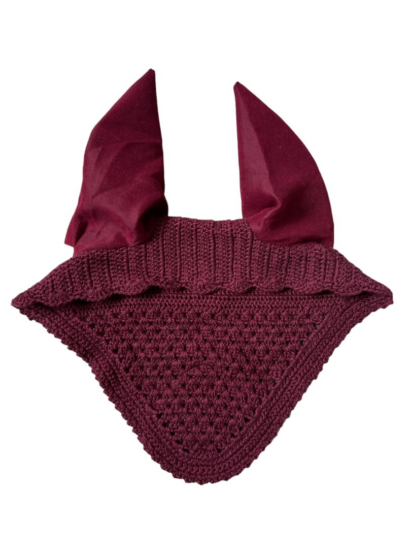 LeMieux Classic Ear Fly Bonnet - Burgundy / Size Large
