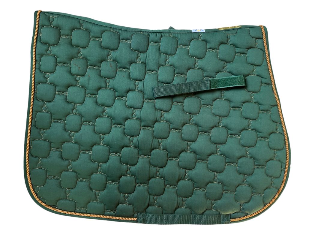 Roma Ecole Noble All Purpose Saddle Pad - Green & Gold - Full / Horse Size