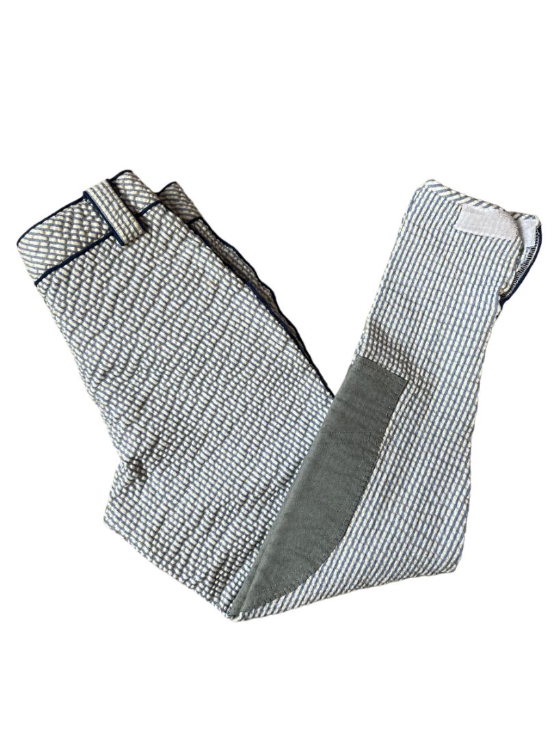 High Line Outfitters Seersucker Blue & White Knee Patch Breeches - Size US 24 NEW