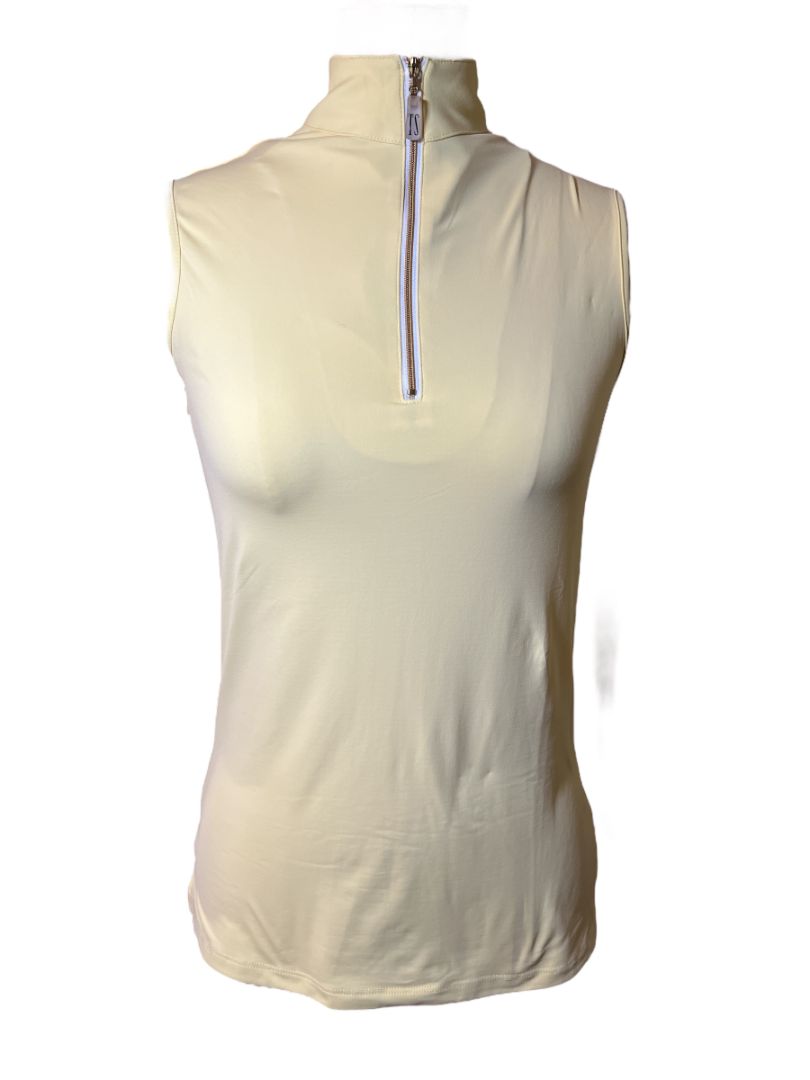 The Tailored Sportsman Women's Sleeveless IceFil Zip Top Shirt - Sunny/White/Gold - Size XS NEW
