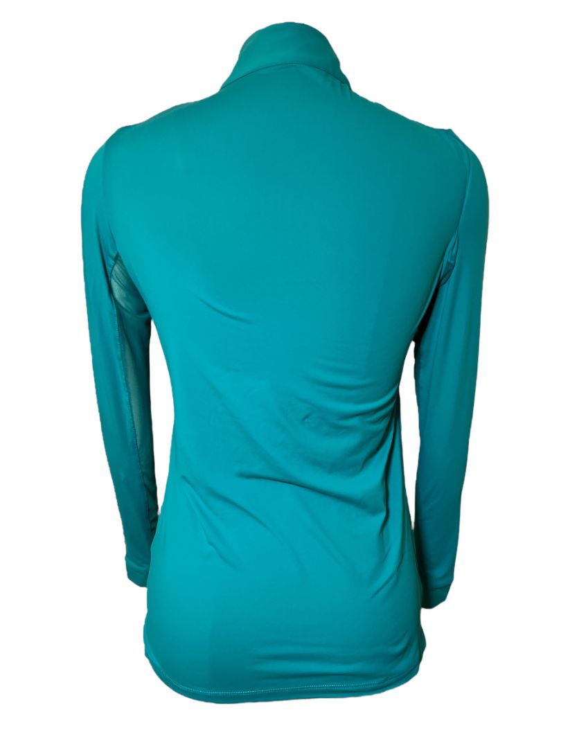 The Tailored Sportsman Women's Long Sleeve IceFil Zip Shirt - Turquoise /White - Size XS