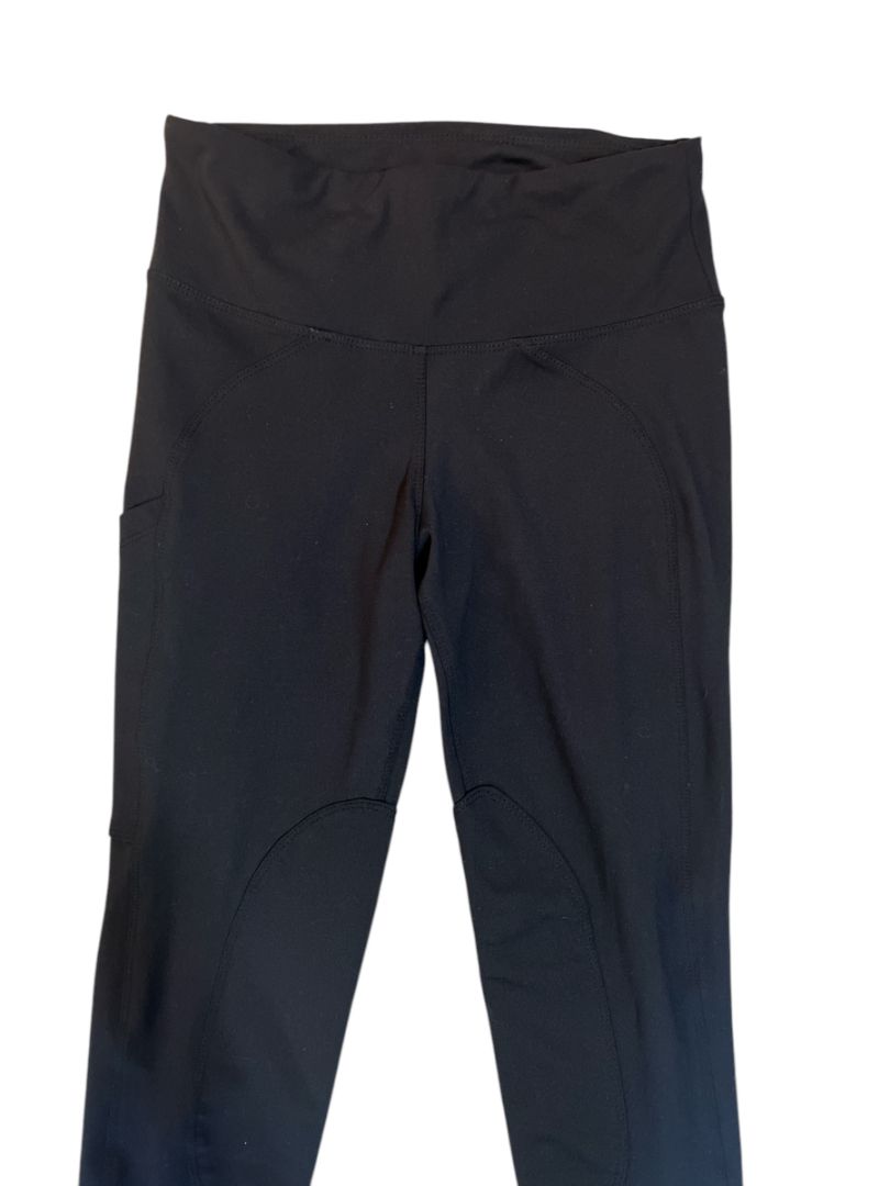 Callidae Women's Knee Patch Riding Tights Leggings with Pocket  - Black / Size Small