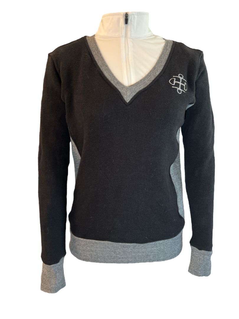 Two Bits Equestrian Women's Logo Sweatshirt - Black & Grey / Size 0 (Small)