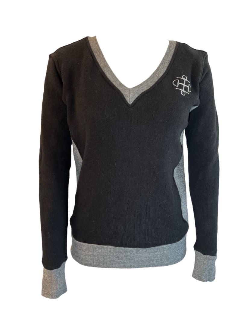 Two Bits Equestrian Women's Logo Sweatshirt - Black & Grey / Size 0 (Small)