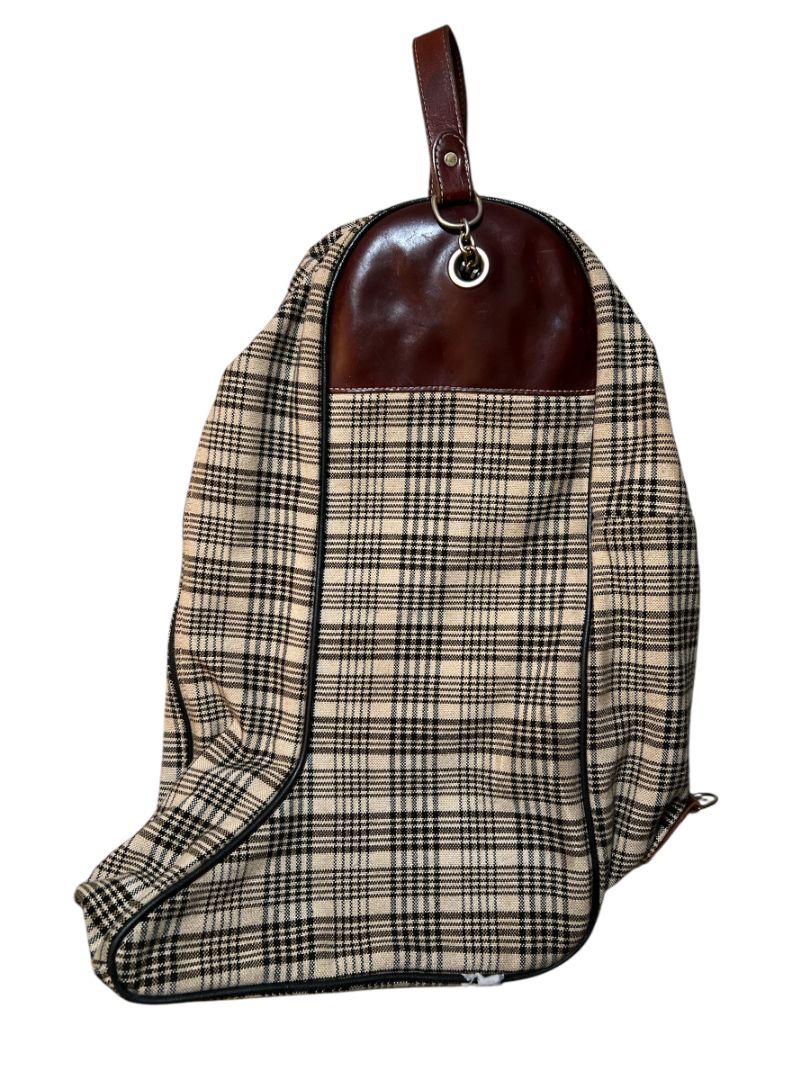 5/A Baker Plaid Riding Boot Bag - Brown