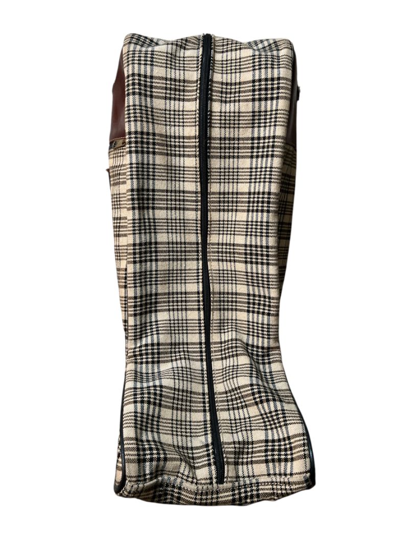 5/A Baker Plaid Riding Boot Bag - Brown