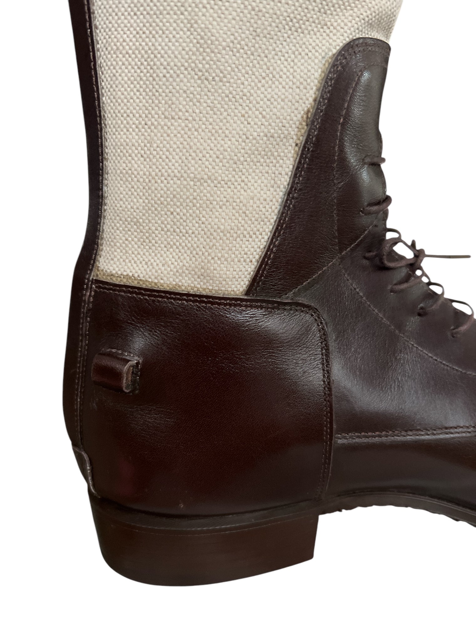 Vogel Bespoke Custom Women's Field Boots - Brown / Toile Canvas - Size 9.5 - H 18" C 13.5"