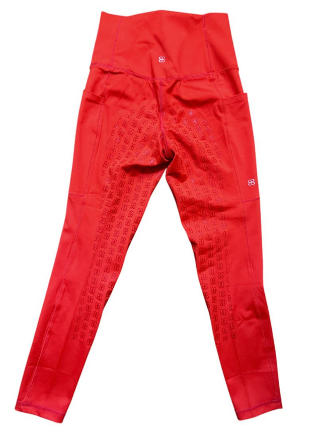 Barn and Beyond Equestrian The Finn Full Grip Seat Legging Breeches - Red / Size XS  NEW