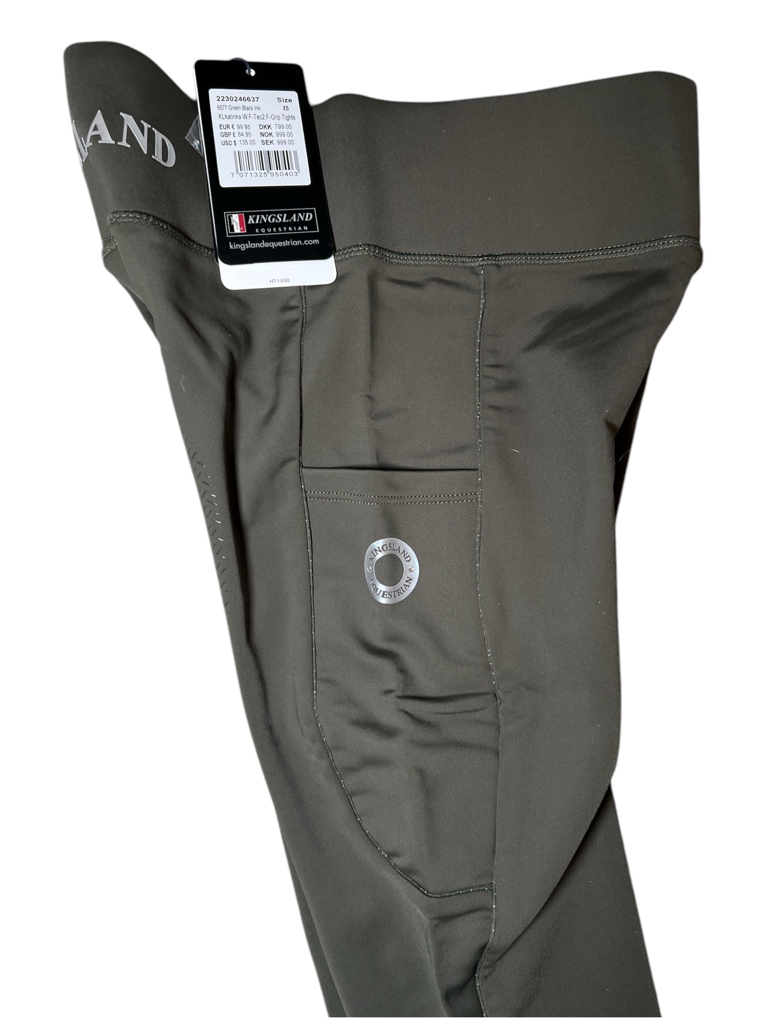 Kingsland KL Katinka Full Seat Grip Tights - Green Black / Size XS NEW