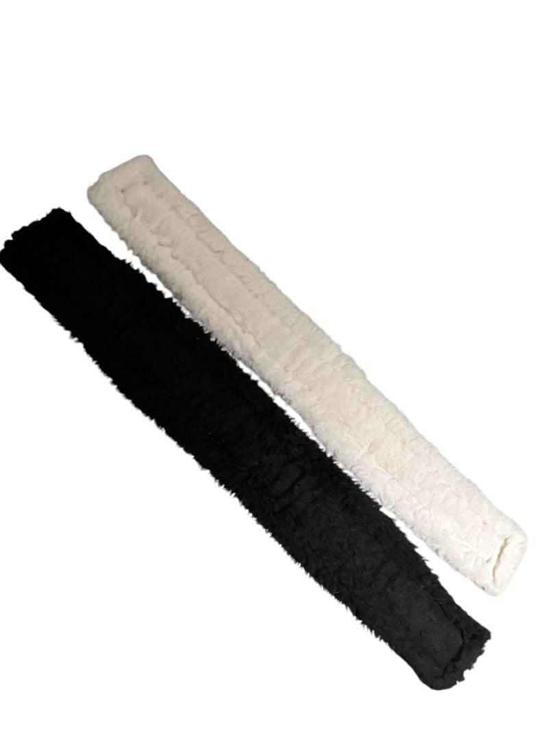 Oaklyn Tack Terra Girth with White Fancy Stitch - 56" with 3 liners (black sheepskin, white sheepskin & neoprene liners)