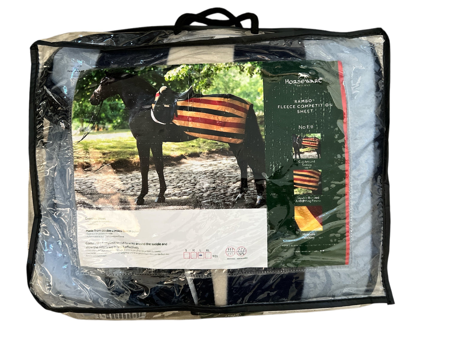 Horseware Ireland Rambo Fleece Exercise Sheet - Witney Navy Blue Stripe /  Size Large NEW