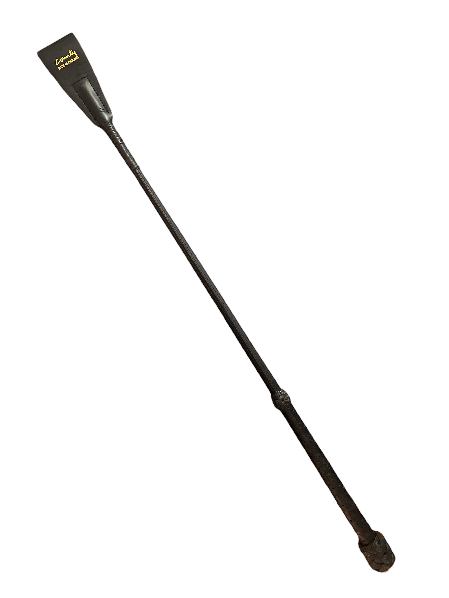 County Perforated Leather Black Bat / Crop - 23"