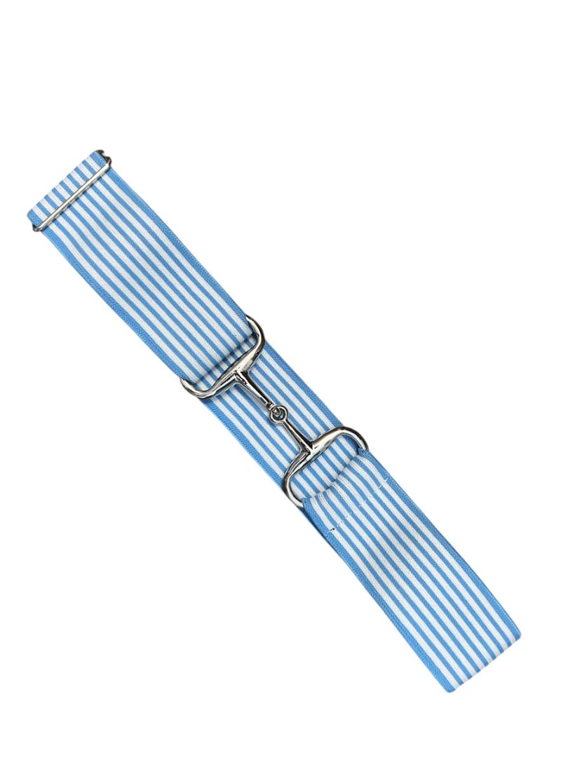 Ellany Silver Snaffle Belt 2" - Blue / White Stripes - One Size