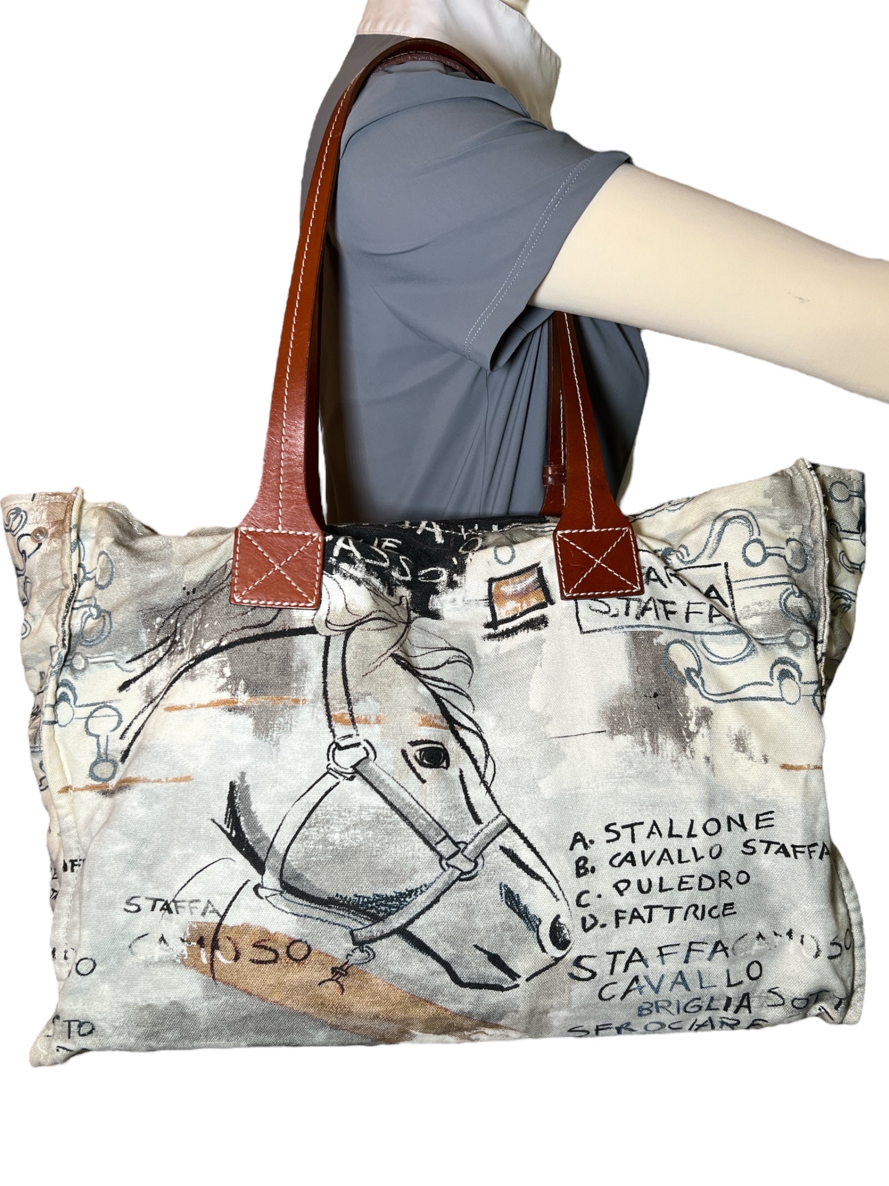 Rani Arabella Horse Print Canvas Tote / Small