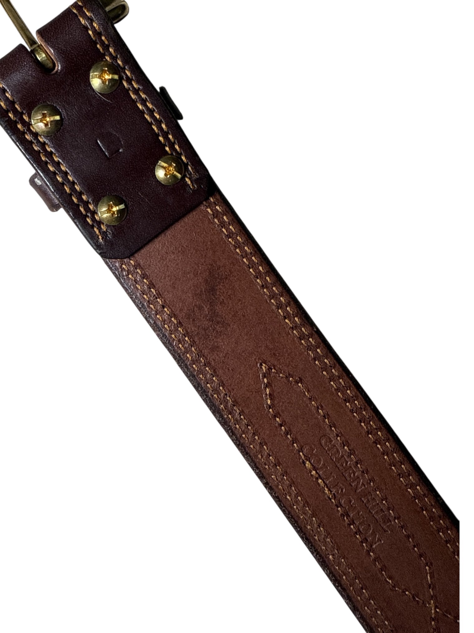 Green Hill Collection Fancy Stitched Leather Belt - Brown/ Size Large
