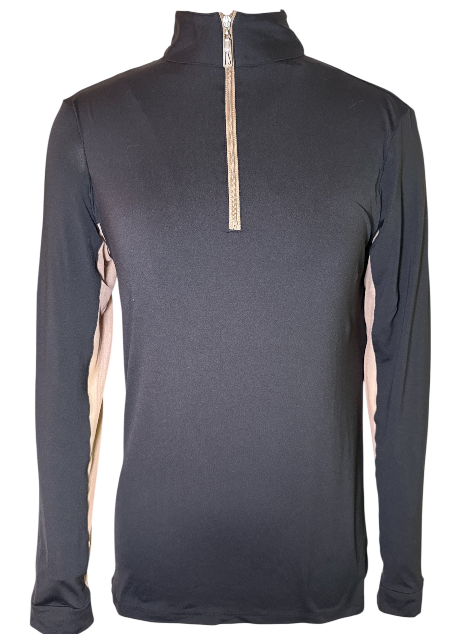 The Tailored Sportsman Women's Long Sleeve IceFil Zip Shirt - Black / Tan - Size Medium