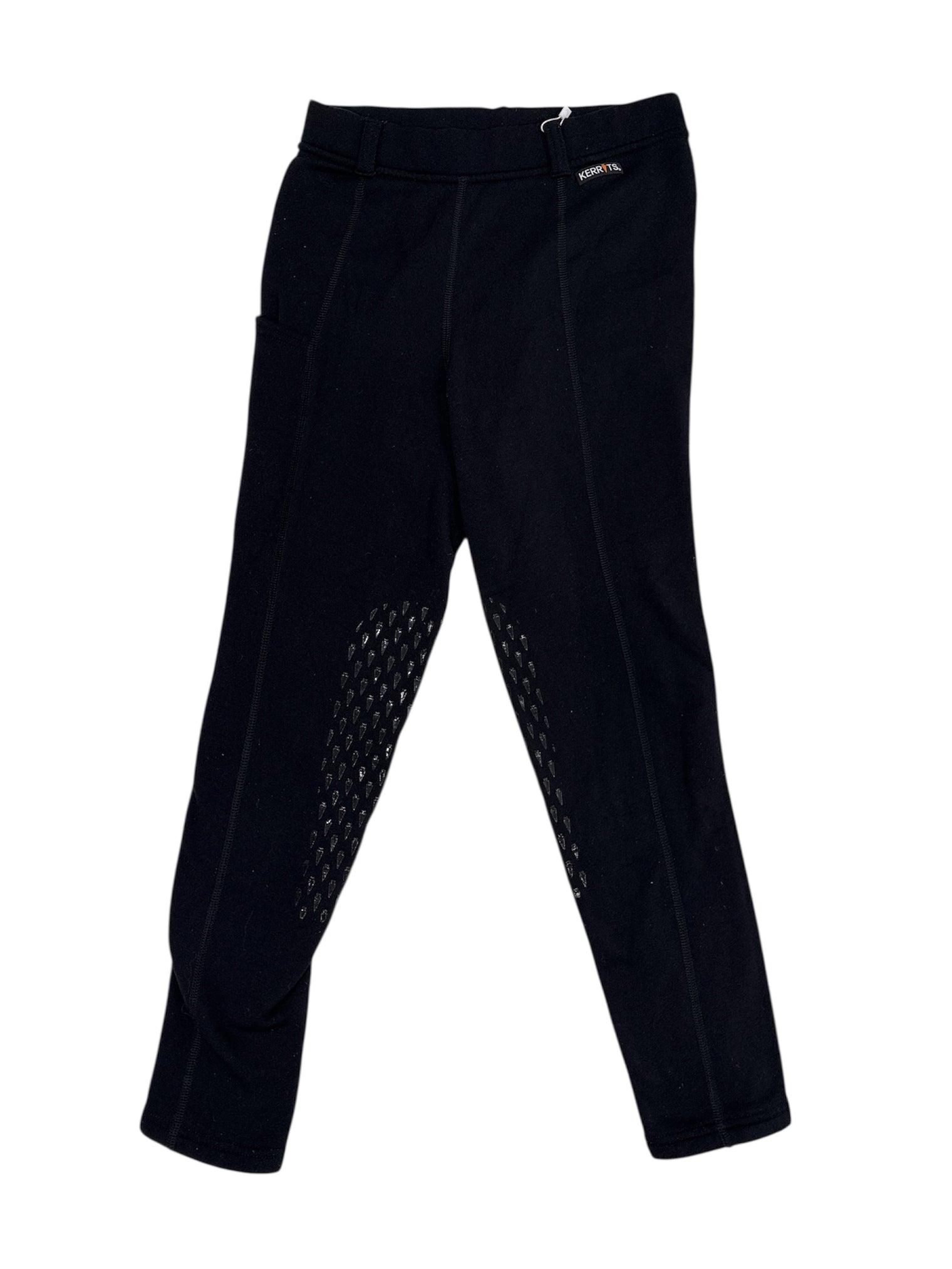 Kerrits Kids Power Stretch® Fleece Knee Grip Patch Pocket Riding Tight Black Youth Large