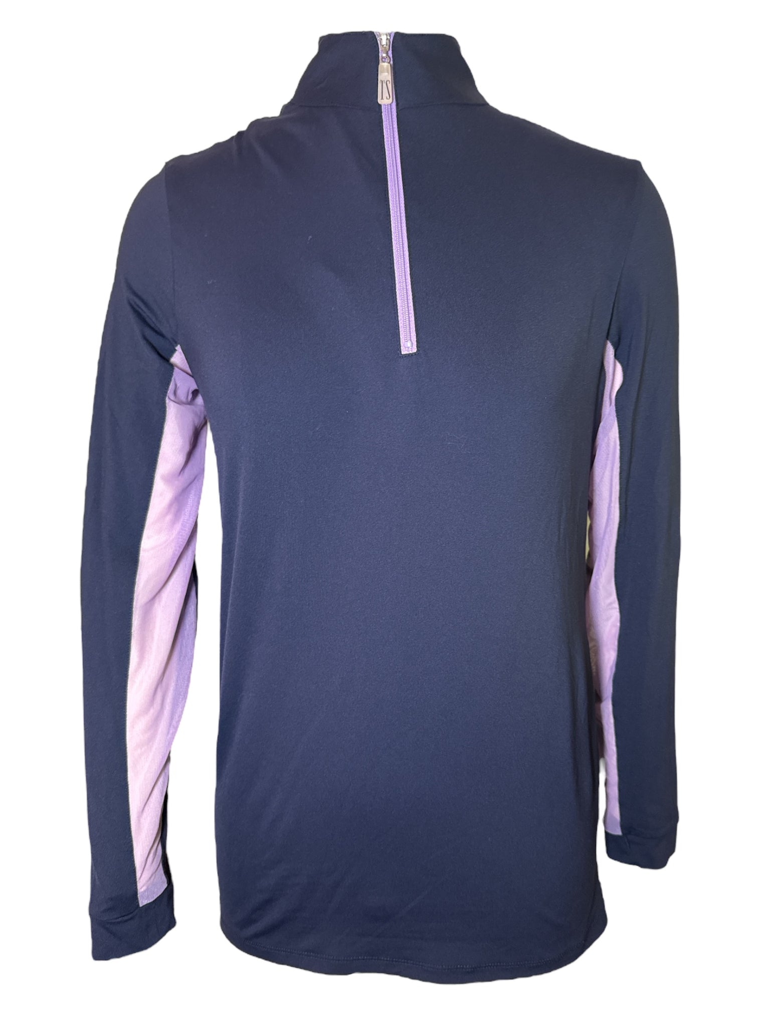 The Tailored Sportsman Women's Long Sleeve IceFil Zip Shirt - Navy / Lilac - Size Medium