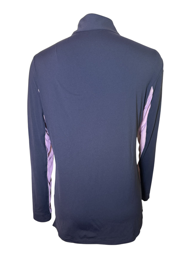 The Tailored Sportsman Women's Long Sleeve IceFil Zip Shirt - Navy / Lilac - Size Medium