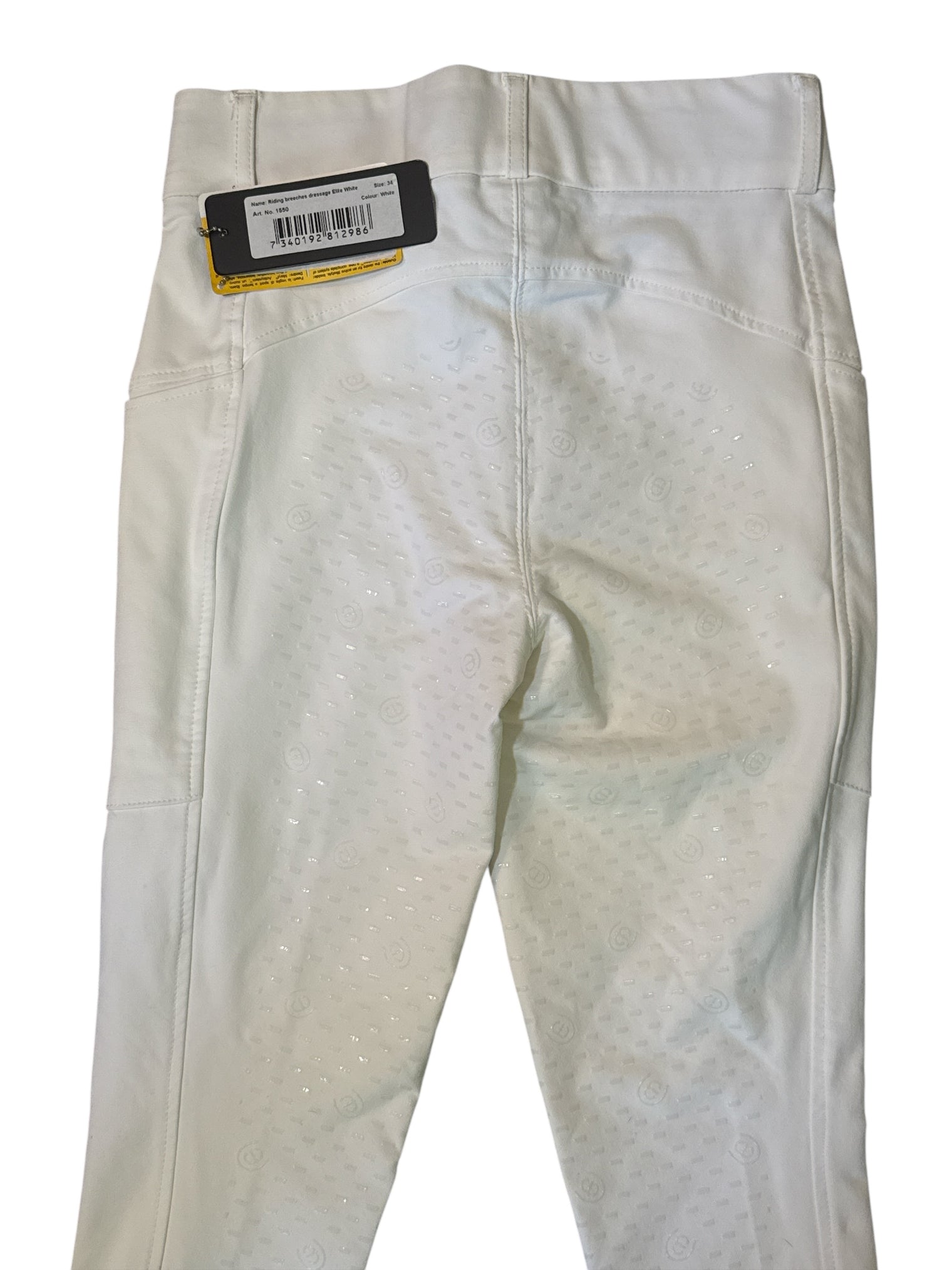 Equestrian Stockholm Elite Breeches - Full Grip / White - Size EU 34 (US 24) NEW