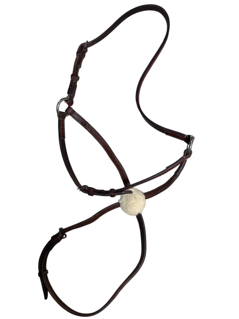 Edgewood Plain Raised Leather Figure 8 Noseband with Padded Plain Brow Band- Full/Horse Size in New Market