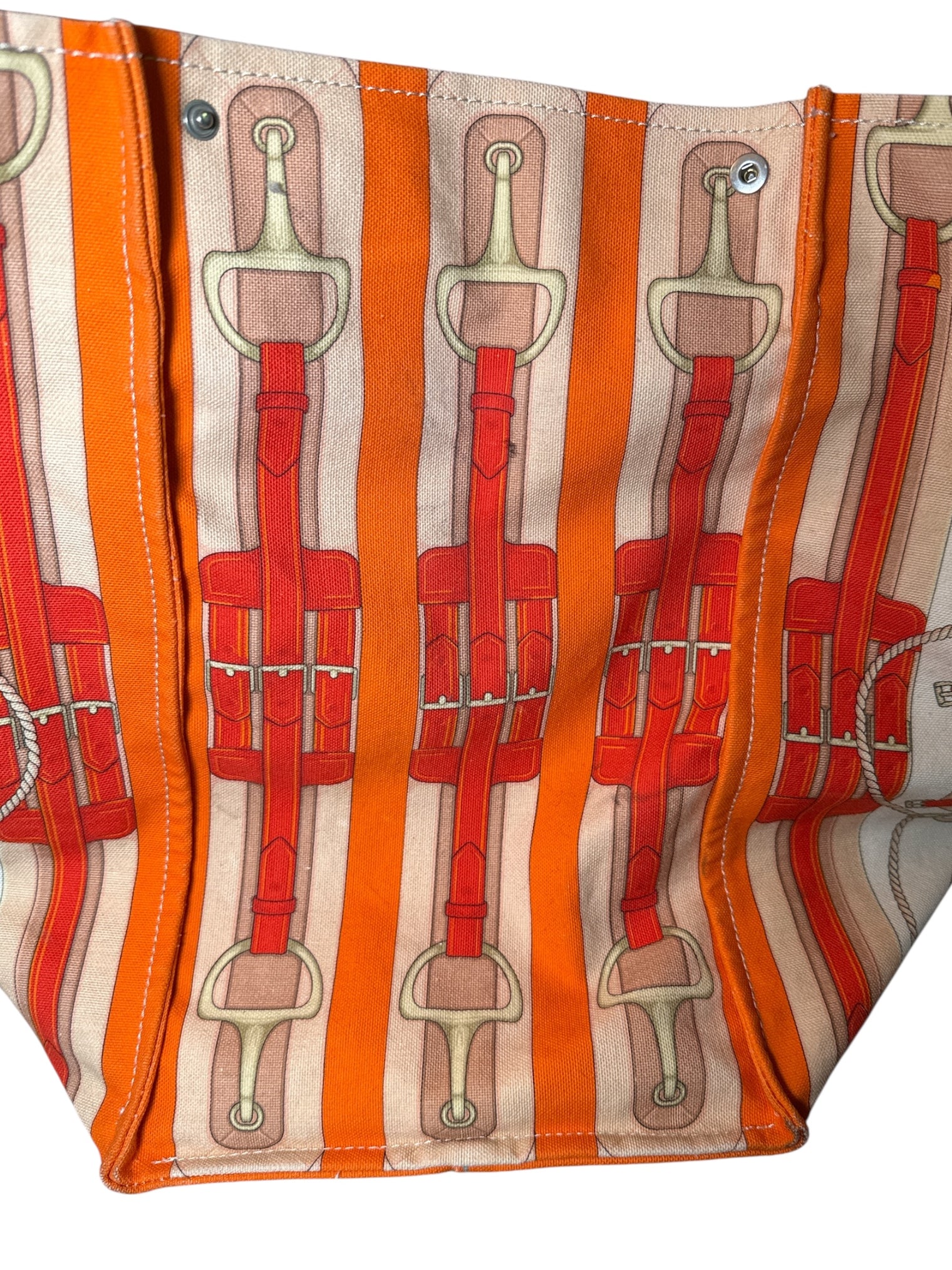 Rani Arabella Orange Stirrups East-West Canvas Tote Bag / Large