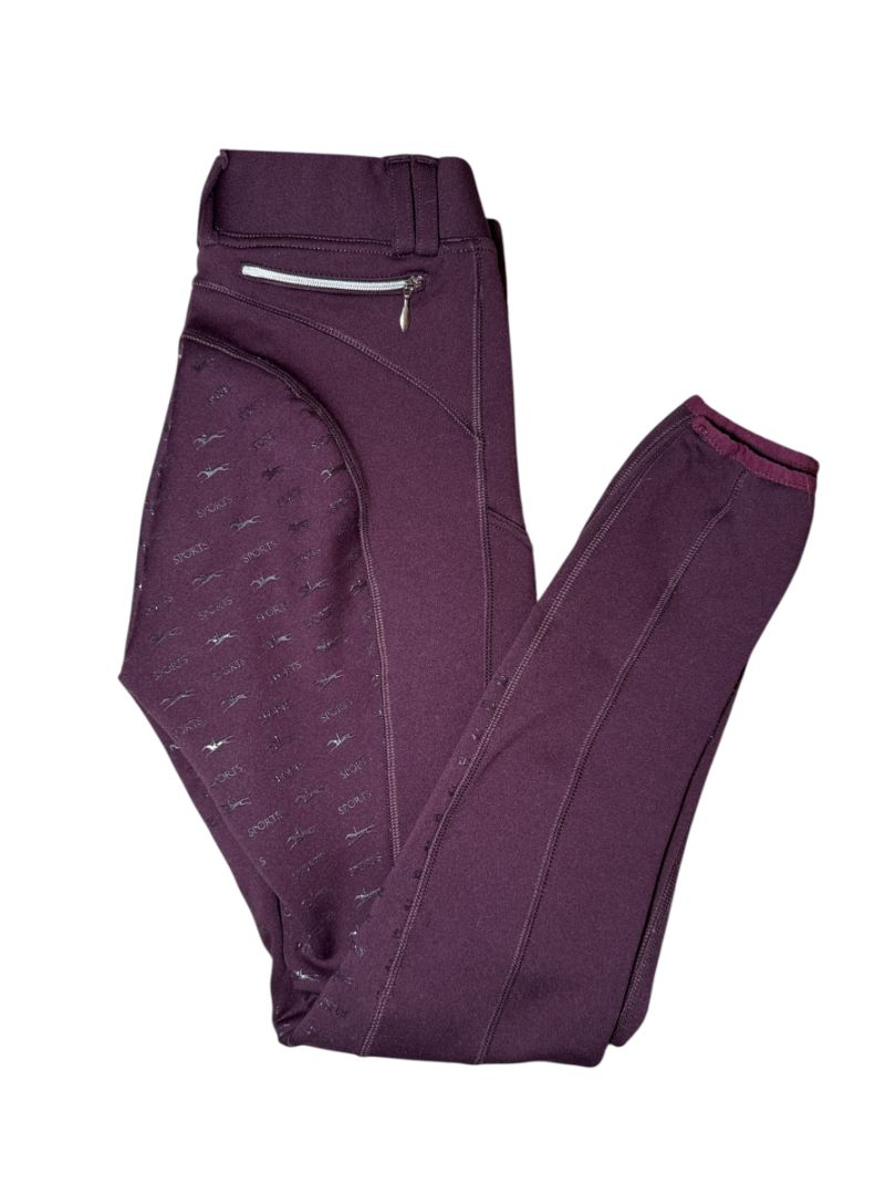 Schockemohle Winter Riding Tights II Full Grip - Burgundy / Size US 26