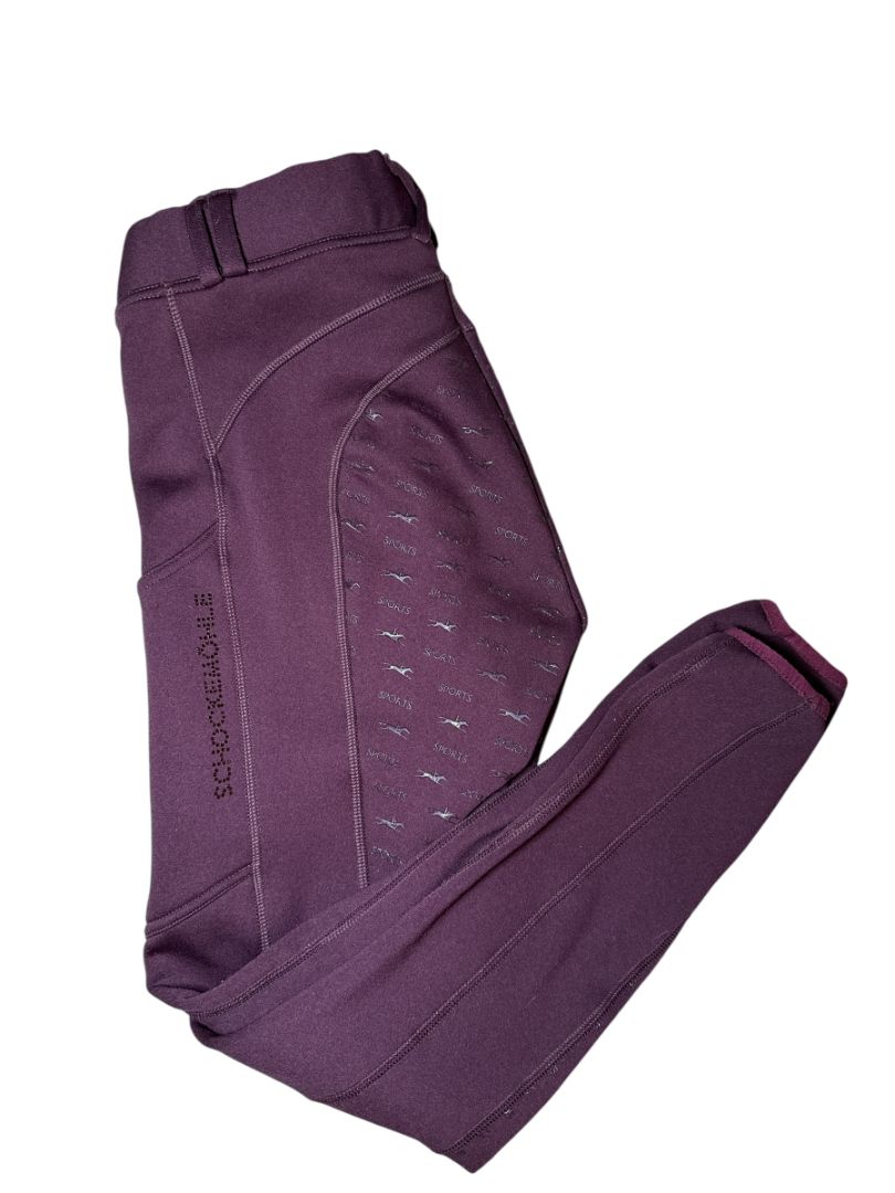 Schockemohle Winter Riding Tights II Full Grip - Burgundy / Size US 26