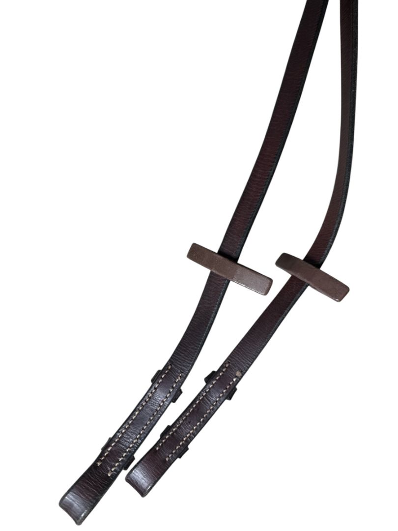 Rubber Competition Reins - White / Havana - 60"