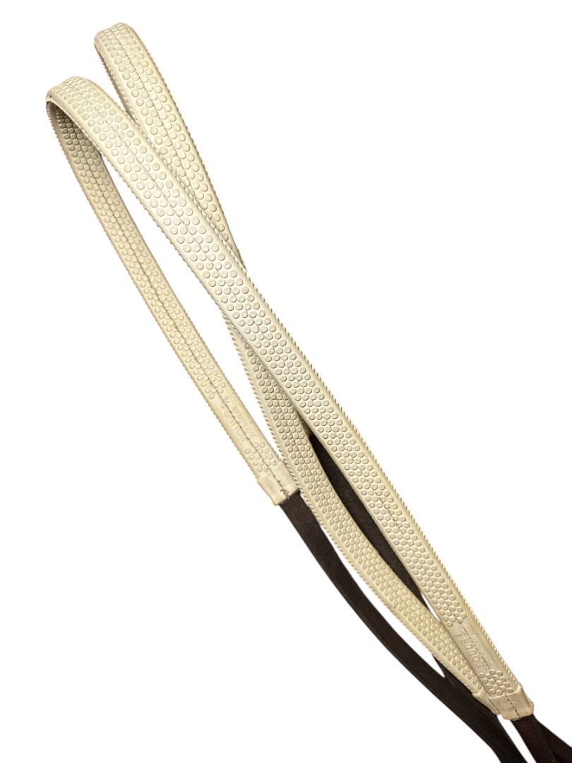 Rubber Competition Reins - White / Havana - 60"