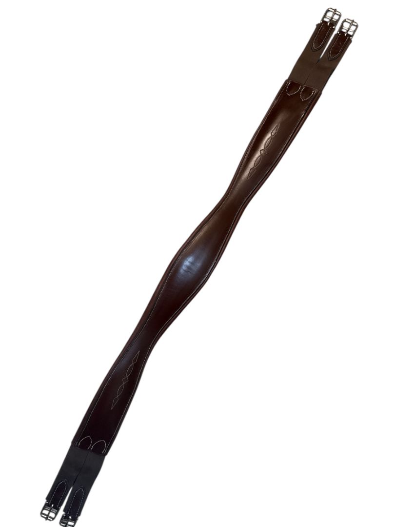 Beval Saddlery Leather Contoured Fancy Stitch Girth - Brown / Size 48"
