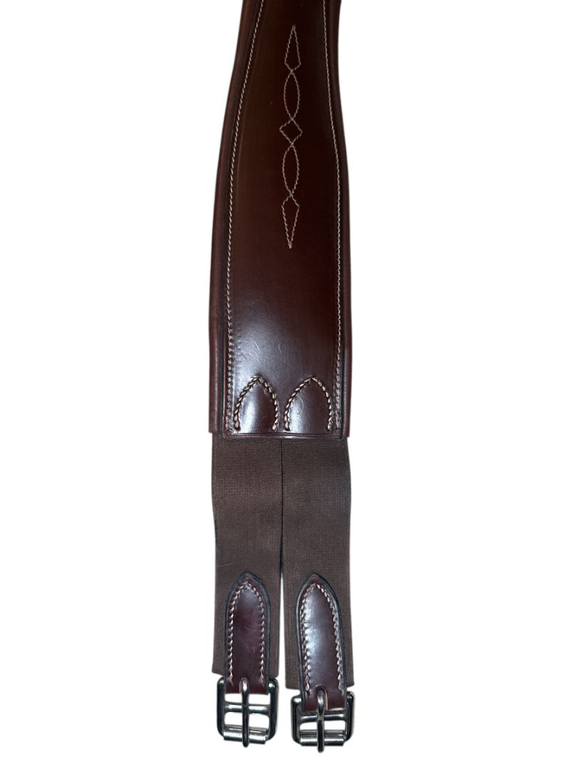 Beval Saddlery Leather Contoured Fancy Stitch Girth - Brown / Size 48"