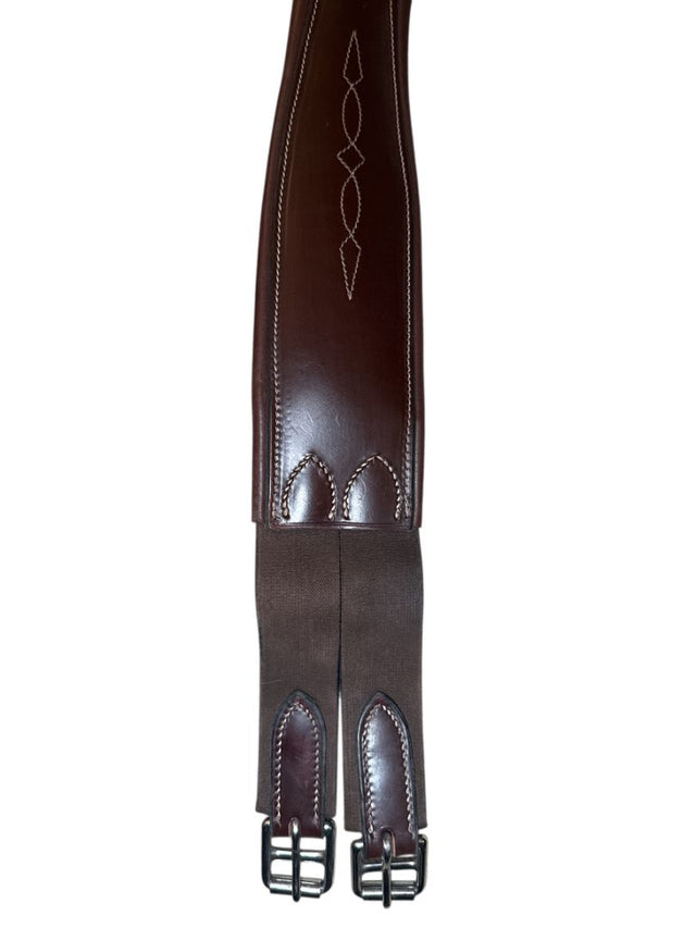 Beval Saddlery Leather Contoured Fancy Stitch Girth - Brown / Size 48"