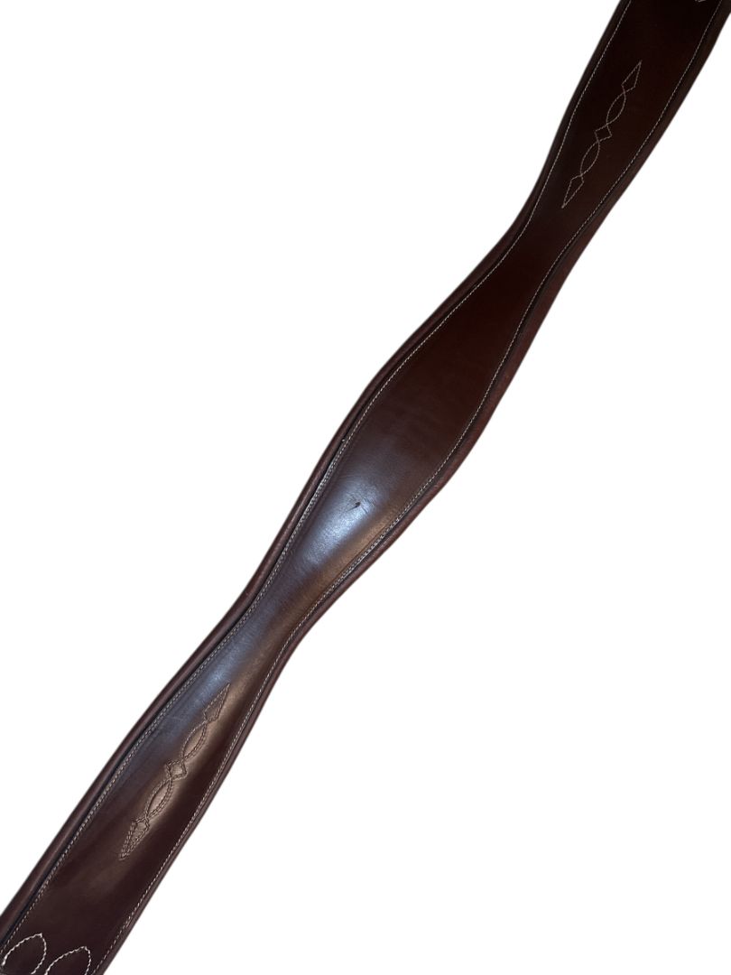 Beval Saddlery Leather Contoured Fancy Stitch Girth - Brown / Size 48"