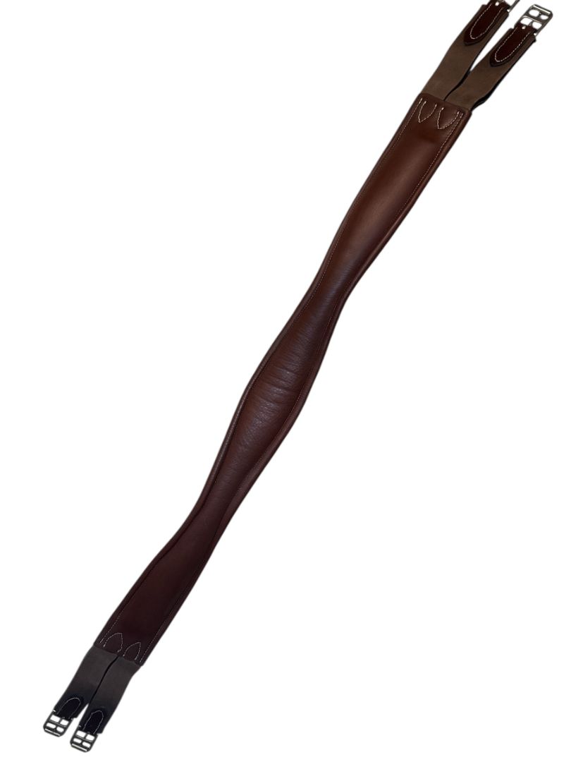 Beval Saddlery Leather Contoured Fancy Stitch Girth - Brown / Size 48"