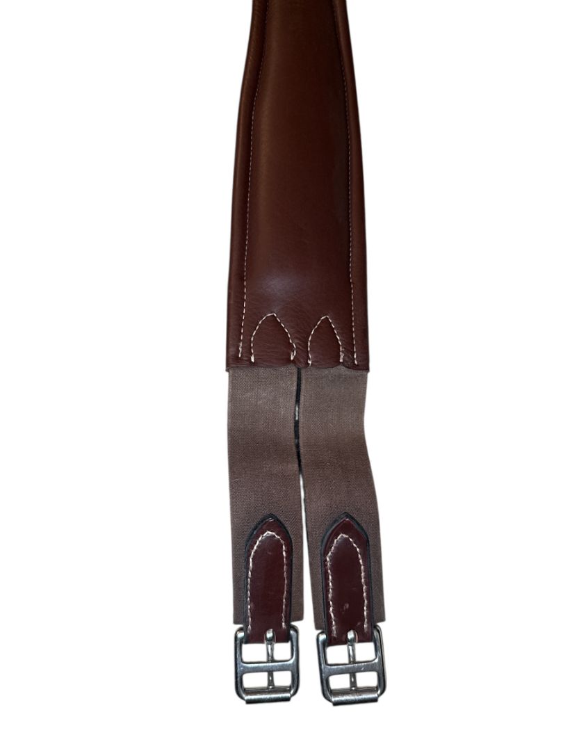 Beval Saddlery Leather Contoured Fancy Stitch Girth - Brown / Size 48"