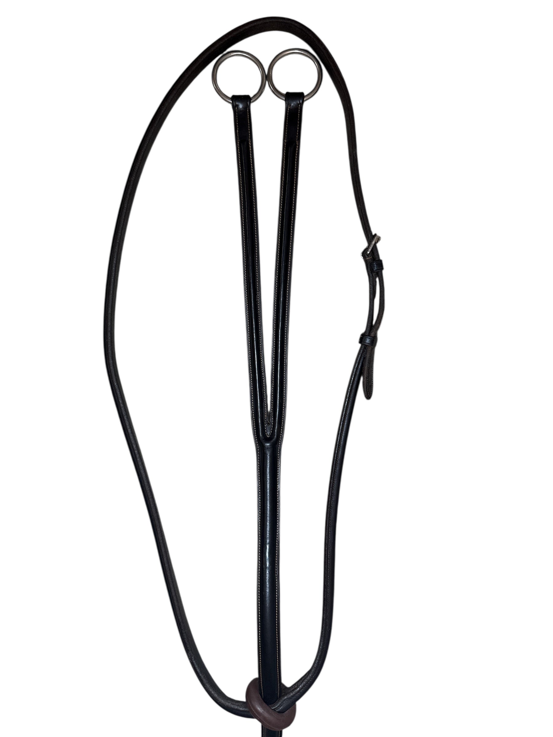 Pessoa Plain Raised Leather Running Martingale - Dark Brown / Full Size